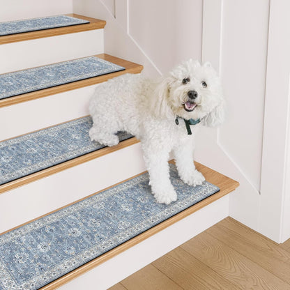 OJIA Extra Non-Slip Stair Treads for Wooden Steps 15PCS, 30"X8" Rubber Indoor Stair Runner Slip Resistant Stair Rugs Safety Mats for Dogs, Kids & Elders, Stairway Grip Step Treads, Gray