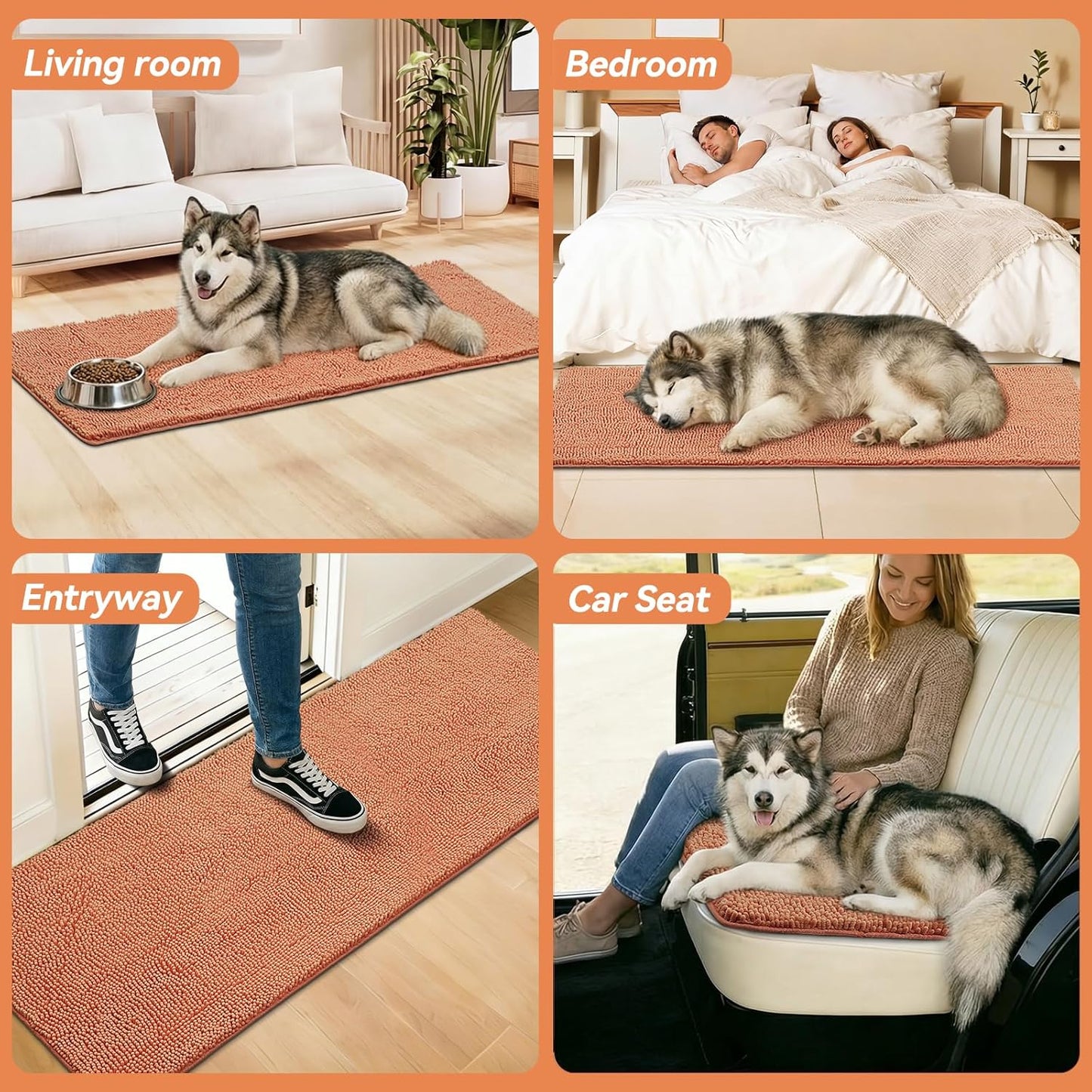 Bcoimo Super Absorbent Dog Door Mat, 30"*20" Anti Slip Mat for Muddy Paws, Pet Rugs for Dirty Paws Washable that Absorbs Moisture and Dirt, for Dog Cage and Pet Resting Carpet