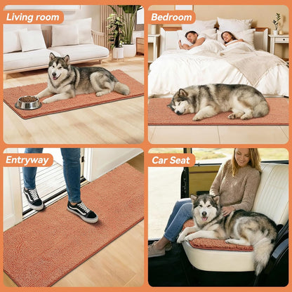 Bcoimo Super Absorbent Dog Door Mat, 30"*20" Anti Slip Mat for Muddy Paws, Pet Rugs for Dirty Paws Washable that Absorbs Moisture and Dirt, for Dog Cage and Pet Resting Carpet