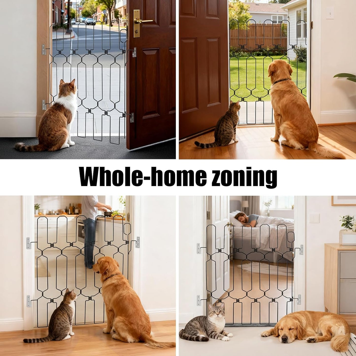 Retractable Dog Gate for Front Door, 30.7" W x 30.7" H Safety Metal Pet Gate for Dogs When Opening, Easy Install Front Entry Dog Door Barrier