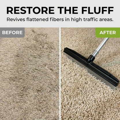 Small Room Groom Carpet Rake, 11" Handle, Portable Carpet Brush for Pet Hair, High Pile Rugs, Stairs, Furniture & Artificial Turf, Compact Groomer Tool