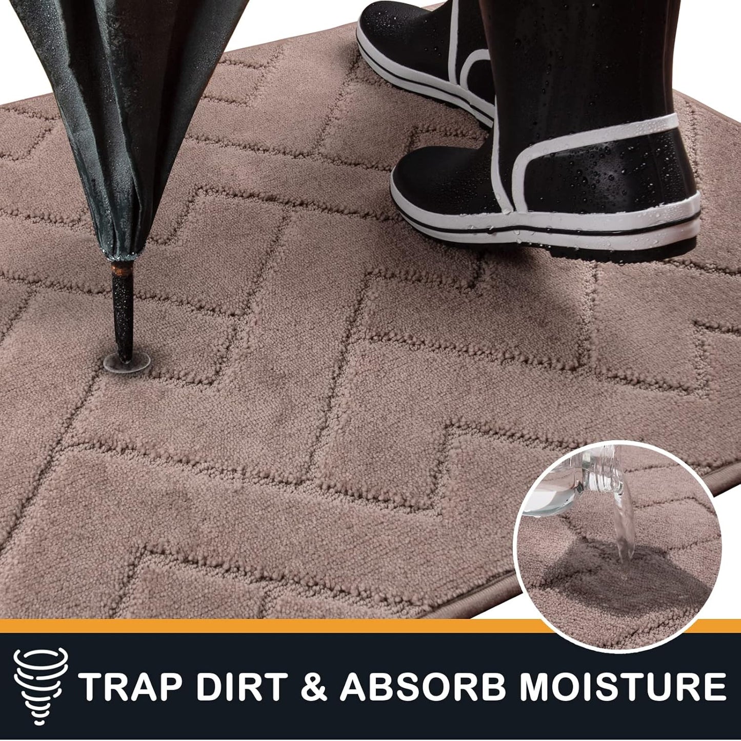 PURRUGS Dirt Trapping Door Mat 20" x 31.5", Non-Slip Machine Washable Entry Rug, Dog Doormat, Indoor Front Door Mat, Super Absorbent Entryway Rug for Muddy Shoes & Paws, Taupe