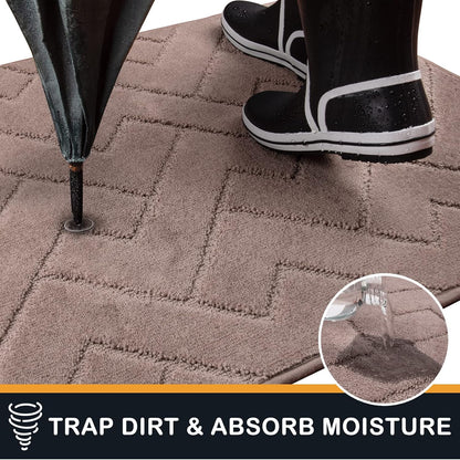 PURRUGS Dirt Trapping Door Mat 20" x 31.5", Non-Slip Machine Washable Entry Rug, Dog Doormat, Indoor Front Door Mat, Super Absorbent Entryway Rug for Muddy Shoes & Paws, Taupe
