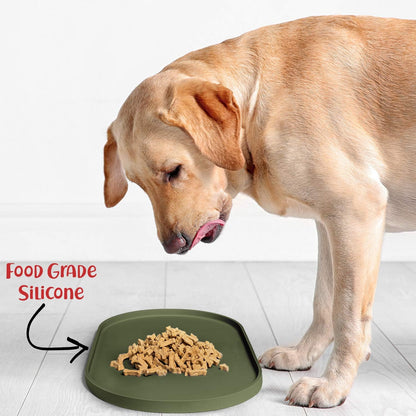 DogBuddy Dog Food Mat - Waterproof Dog Bowl Mat, Silicone Pet Mat for Food and Water Bowls, Nonslip Pet Feeding Mat with Edges, Dogs Food Mats for Floors, Puppy Supplies (Small, White Sand)