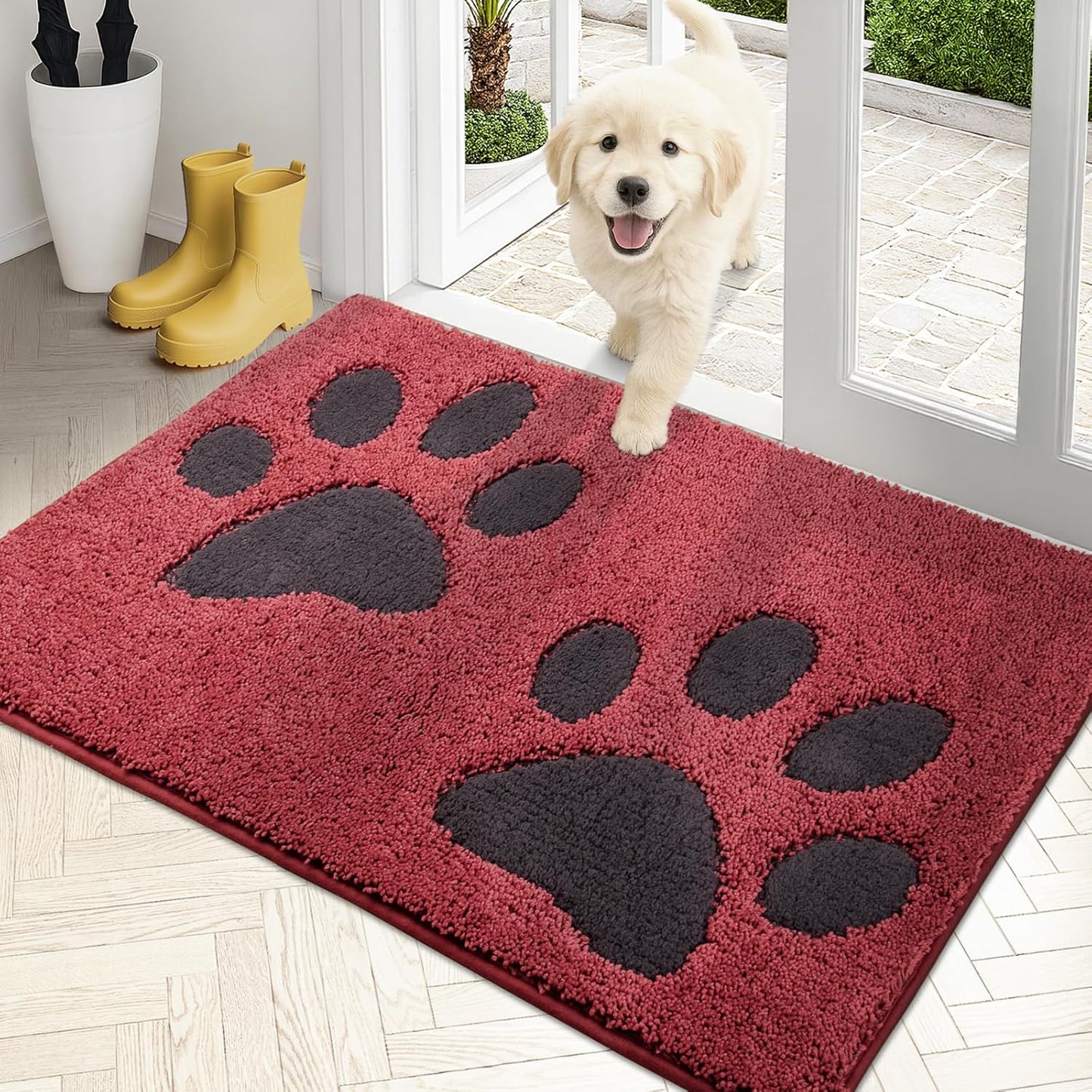 PURRUGS Dirt Trapping Door Mat 20" x 31.5", Non-Skid/Slip Machine Washable Microfiber Entryway Rug, Dog Doormat, Super Absorbent Welcome Mat for Muddy Wet Shoes and Paws, Grey