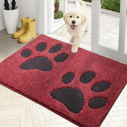 PURRUGS Dirt Trapping Door Mat 20" x 31.5", Non-Skid/Slip Machine Washable Microfiber Entryway Rug, Dog Doormat, Super Absorbent Welcome Mat for Muddy Wet Shoes and Paws, Grey