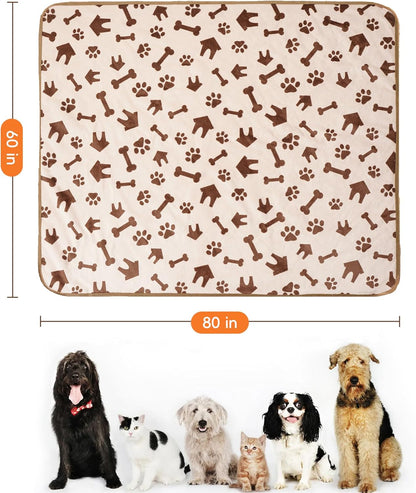 Waterproof Dog Blankets Pet Blanket 50"x60", Soft Fluffy Sofa Car Bed Protector, Reversible Sherpa Fleece Dog Blanket for Large Dogs (Dark Grey-Paws)