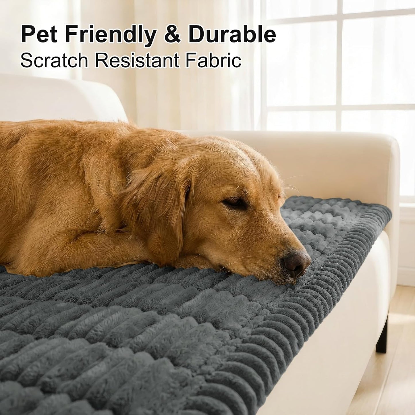 Smiry Couch Cover for Dogs, Non Slip Washable Sofa Protector for Pets, Soft Furniture Cover for Leather & Fabric Couches, Cozy Protect Against Fur, Dirt & Everyday Messes (Dark Grey, 27.6" x 59")