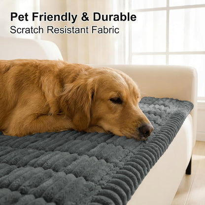 Smiry Couch Cover for Dogs, Non Slip Washable Sofa Protector for Pets, Soft Furniture Cover for Leather & Fabric Couches, Cozy Protect Against Fur, Dirt & Everyday Messes (Dark Grey, 27.6" x 59")