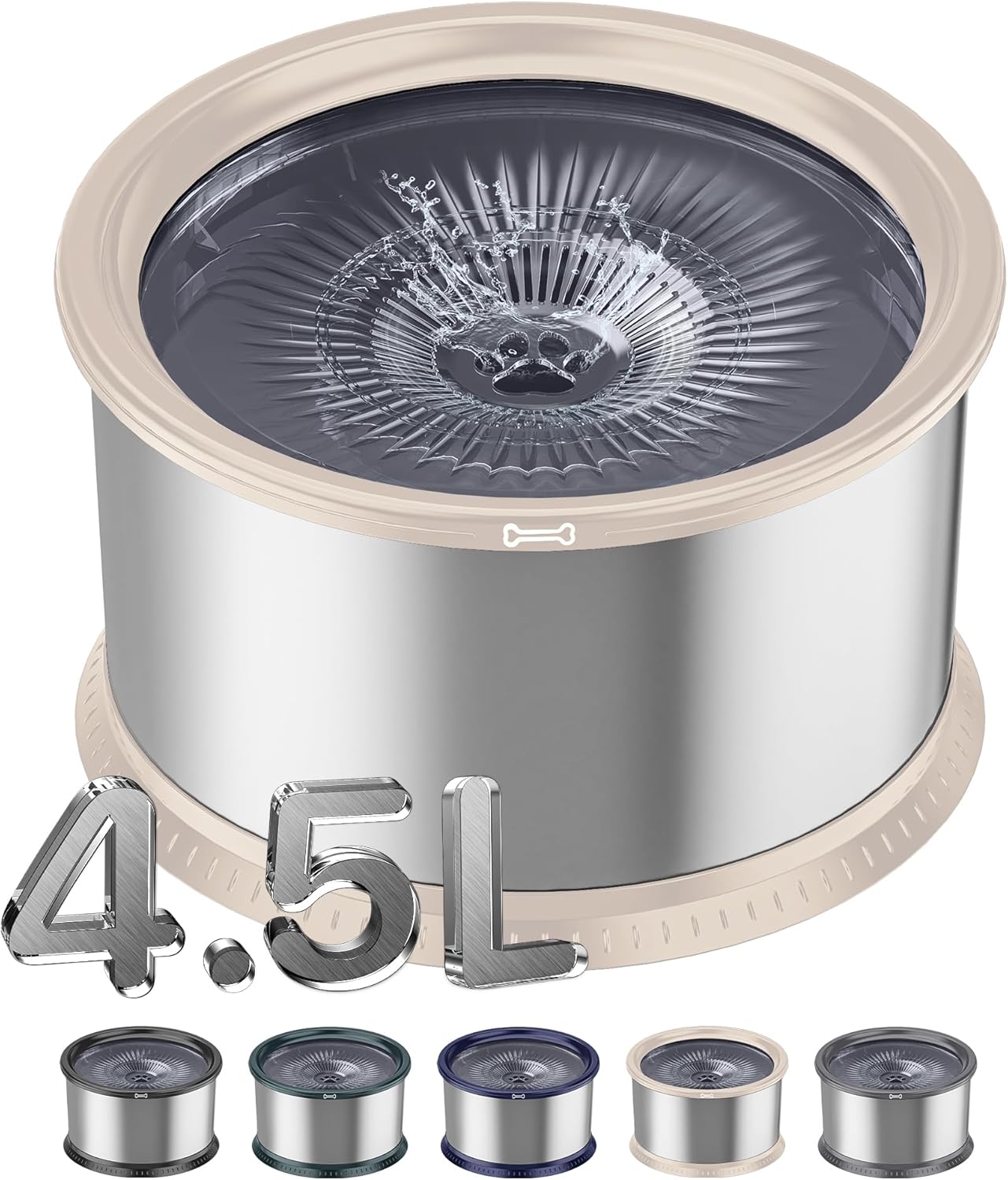 1.6 Gallon Dog Water Bowl, 6.5L/220oz Stainless Steel No Spill Water Bowl for Large Dogs, Super Large Capacity Splash Proof Pet Slow Drinking Water Bowl with Anti-Slip Mat for Mess Drinkers