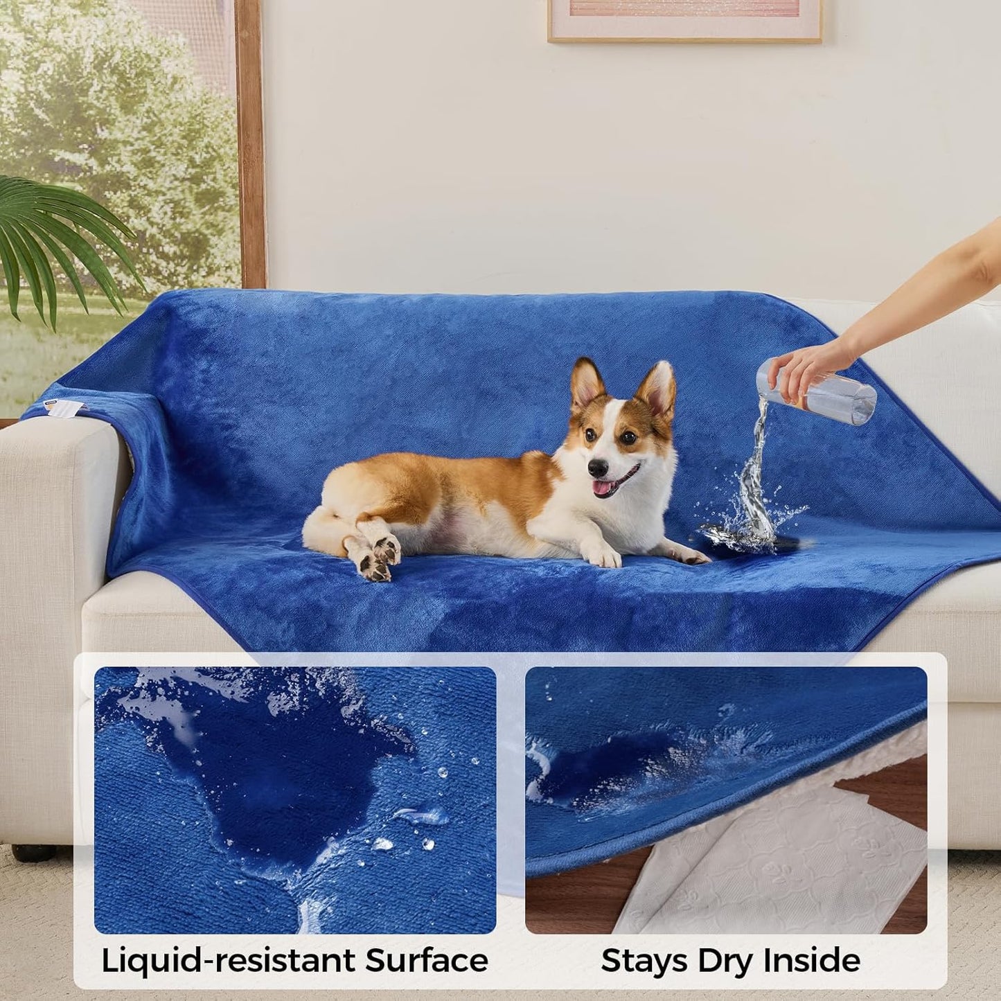 Sunheir Waterproof Dog Blankets for Small Dogs, Reversible Sherpa Fleece Thick Puppy Blanket, Leakproof Spill-Proof Pet Blanket for Cat, Bed, Couch, Furniture Protector, Travel, Camping, 25"X35", Grey