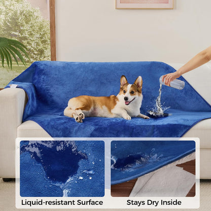 Sunheir Waterproof Dog Blankets for Small Dogs, Reversible Sherpa Fleece Thick Puppy Blanket, Leakproof Spill-Proof Pet Blanket for Cat, Bed, Couch, Furniture Protector, Travel, Camping, 25"X35", Grey