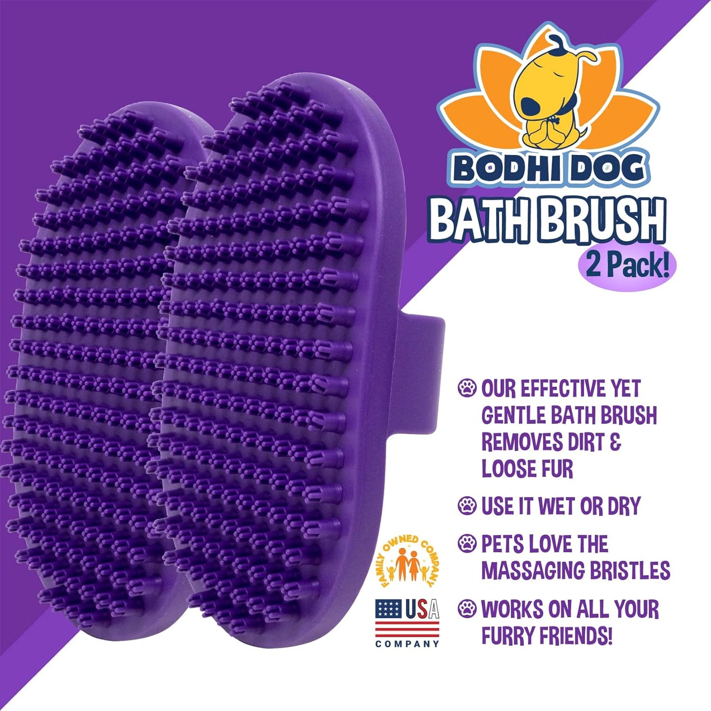 Bodhi Dog Shampoo Brush - Pet Grooming & Bath Supplies for Dogs and Cats - Bath Brush for Long & Short Hair - Premium Scrubber for Shower, Bathing & Massage (One Pack, Blue)