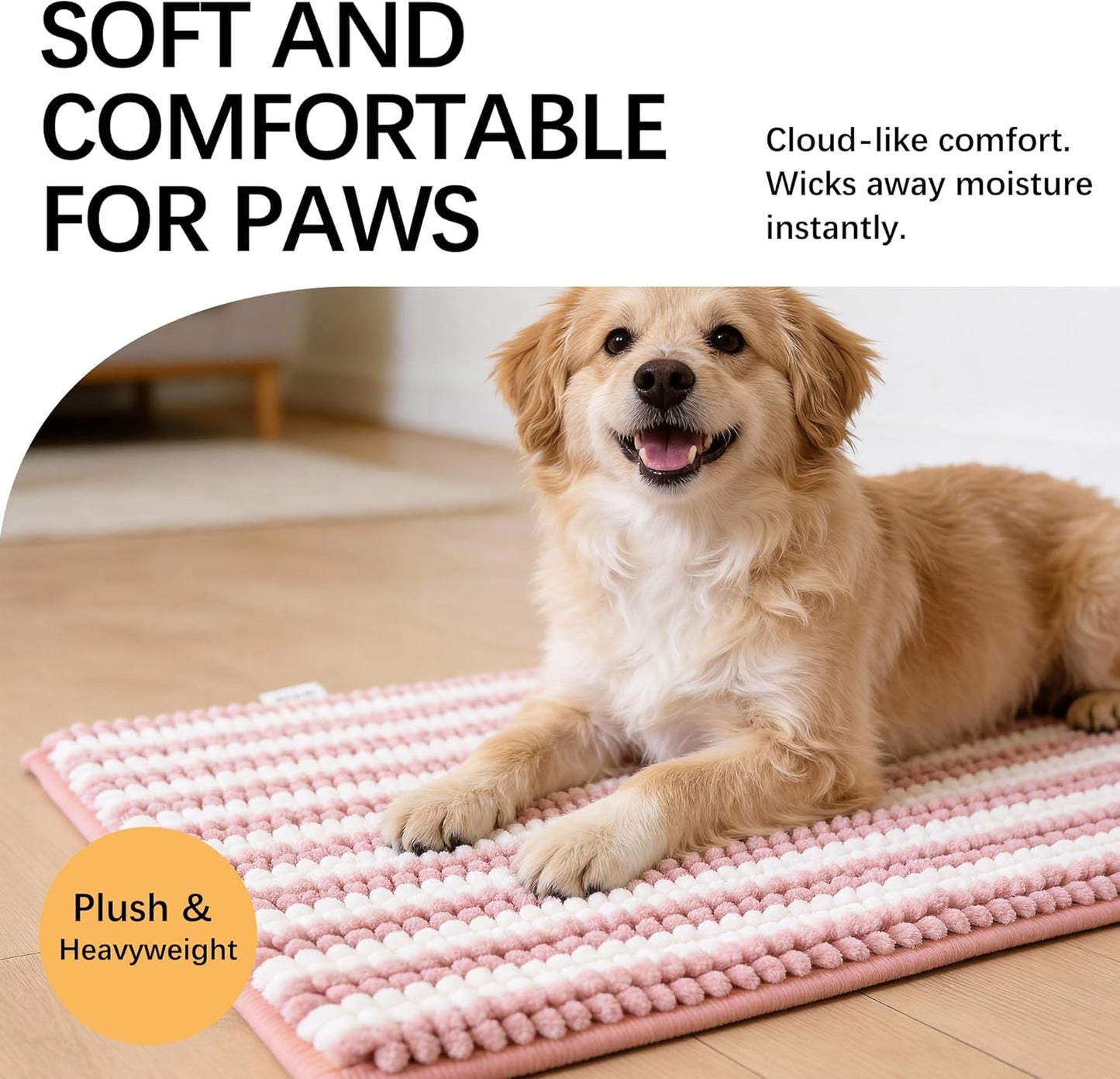 Dog Door Mat for Muddy Paws - Absorbent Quick-Dry Non-Slip Washable Chenille Pet Rug, Indoor Entryway Mat for Front Door & Crate (Brown, 24" L*16" W)