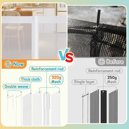 160 Inch Retractable Baby Gates Extra Wide, 42 Inch Extra Tall Retractable Gate, 13 FT Reinforced Retractable Dog Gate with Reinforcement Rod to Prevent Crawling Through, for Doorways, Stairs, Hallway