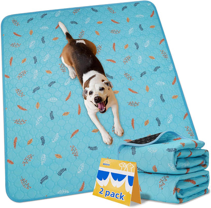 Sunheir Washable Pee Pads for Dogs Large 48" x 48" 2-Pack Reusable Puppy Pads Pet Training Pads, Absorb Dog Mats, Whelping Pad, Non-Slip Protects Against Urine Leakage (Leaves - Deep Grey, 48x48)