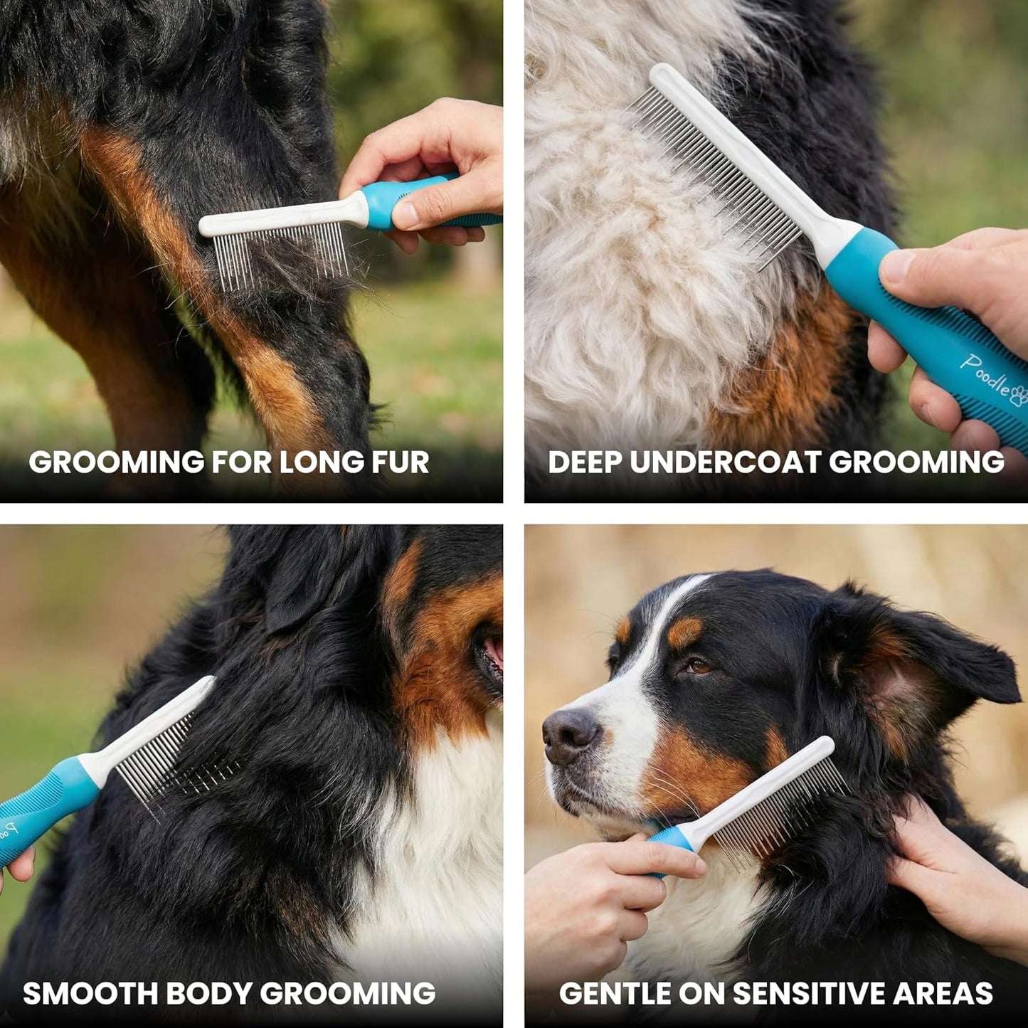 Poodle Dematting Fur Rake Comb Brush for Dogs and Cats - Long 2.5" Steel Safety Blades Metal Comb for Detangling Matted or Knotted Undercoat Hair (Orange)