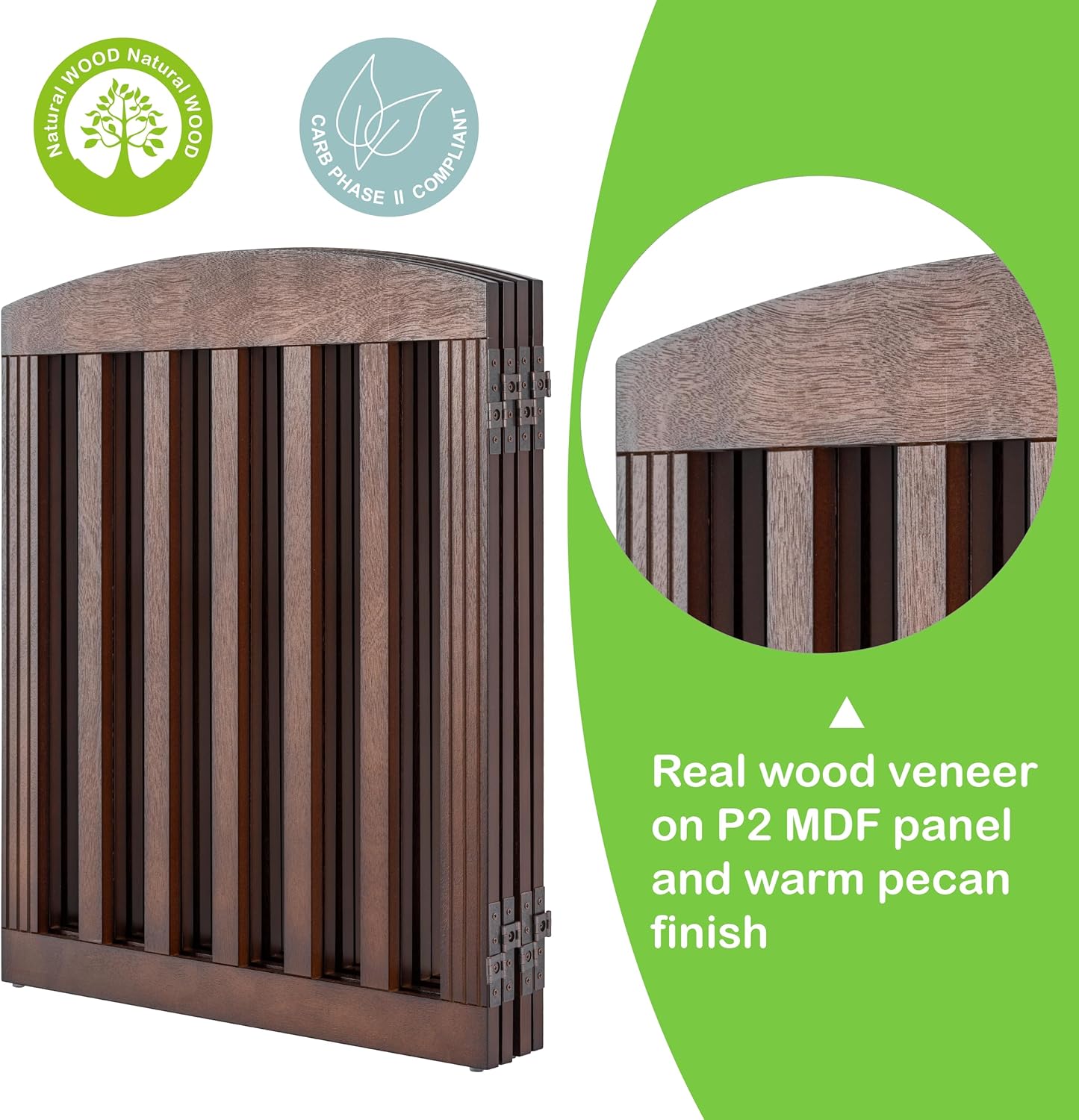 SPIRICH 96" Extra Wide 28" Tall Wooden Freestanding Foldable Dog Gate, Pet Gate Indoor, 4 Panels, White