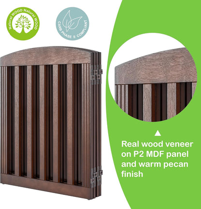 SPIRICH 96" Extra Wide 28" Tall Wooden Freestanding Foldable Dog Gate, Pet Gate Indoor, 4 Panels, White