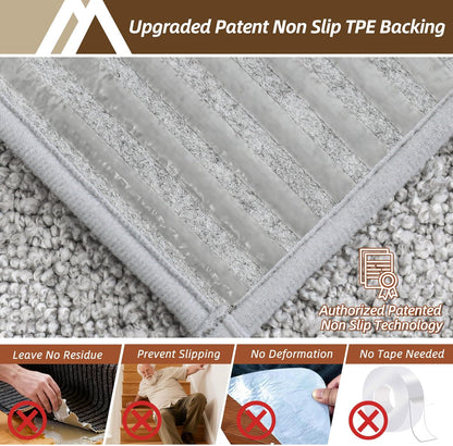 COSY HOMEER Edging Stair Treads Non-Slip Carpet Mat 28inX9in Indoor Stair Runners for Wooden Steps, Edging Stair Rugs for Kids and Dogs, 100% Polyester TPE Backing (7pc, Beige)