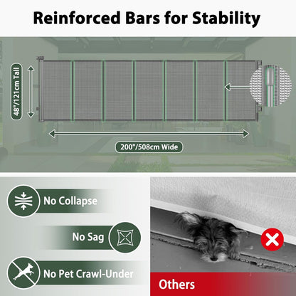 250" Reinforced Extra Wide Baby Gate Retractable Dog Gate, 21ft Extra Long Baby Gate Retractable Gates for Dogs, 48" Extra Tall Pet Gate Retractable Fence Outdoor Gate for Deck/Garage/Patio, Black