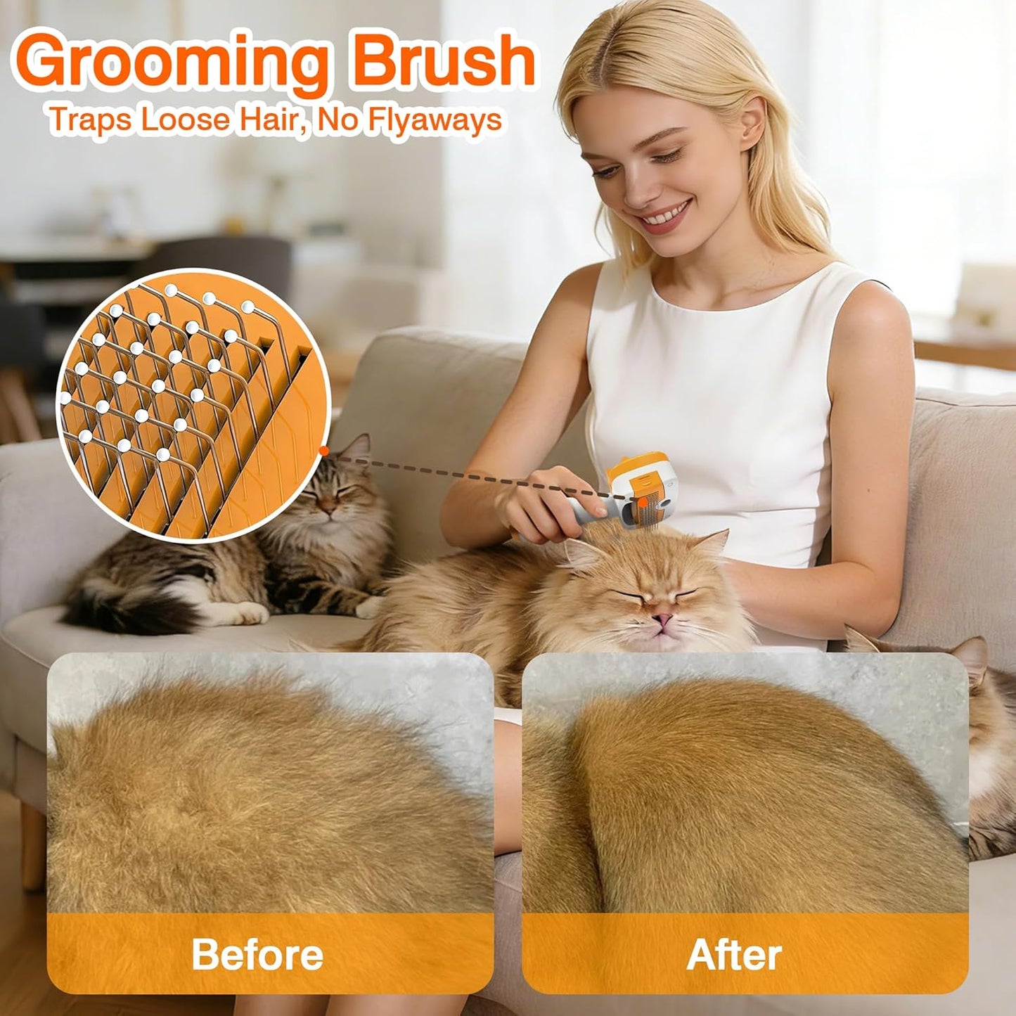 Pet Steam Brush for Dogs & Cats,5-in-1 Self-Cleaning Dog Steam Brush with 3 Swap-in Heads (Grooming, Dematting, Deshedding),Cat Spray Hair Removal Comb,Includes Pet Essence & Storage Bag