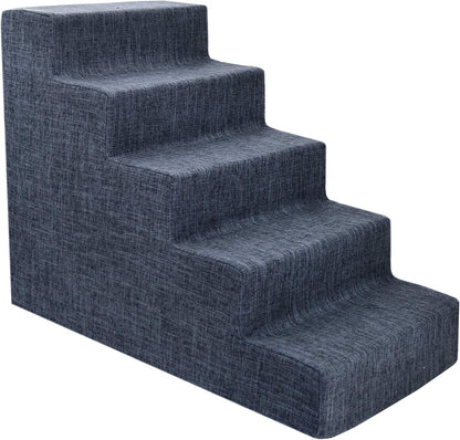Best Pet Supplies Dog Stairs & Steps - Foam Steps for Small Dogs & Cats, Non-Slip Indoor Balanced Pet Step Support, Dog Ramp, No Assembly, Ash Gray Linen, 2-Step (12-inch Height)