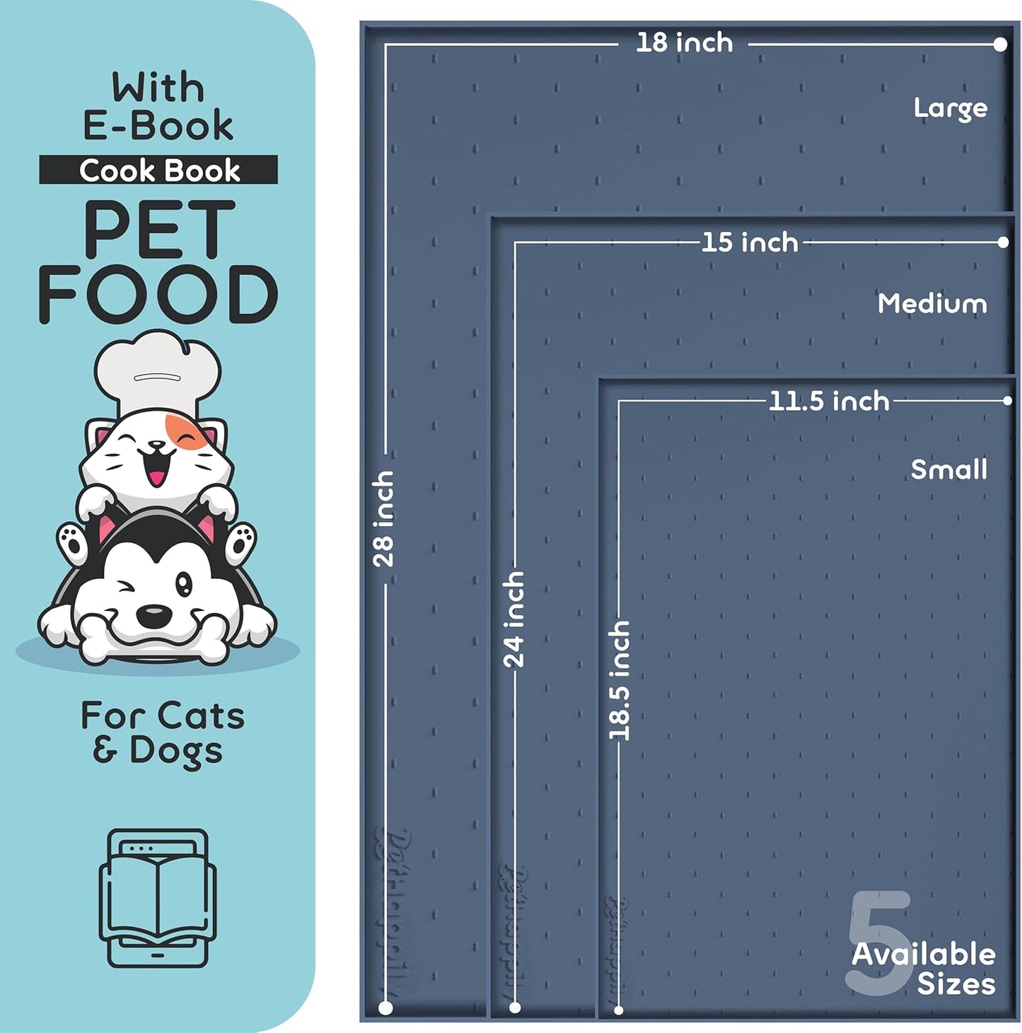 Dog Food Mat - Raised Edges Dogs Mat for Food and Water Prevent Spill, Waterproof Cat Food Mats Protect Floors, Easy Clean Dog Bowl Mats for Food and Water, Silicone Pet Feeding Placemats
