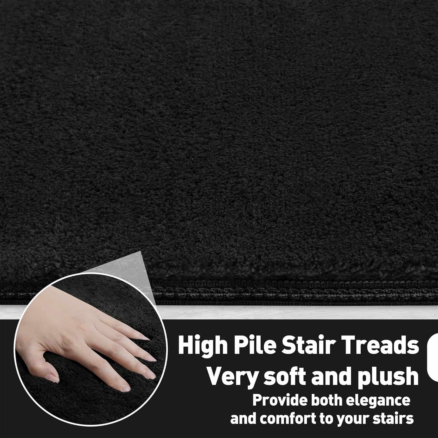 PURE ERA Carpet Stair Treads Ultra Plush 9.5" X 30"Soft Bullnose Indoor Stair Protectors Pet-Friendly Non-Slip Skid Resistant Tape Free Washable Reusable(14 Pieces, Cream Gray)
