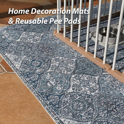 nunubaby Washable Pee Pads for Dogs, Stylish, Non-Slip and Leak-Proof Pee Pads. Reusable Potty Pads for Dogs for Crates and Floors.(Beige/Multi, 24" x48" )