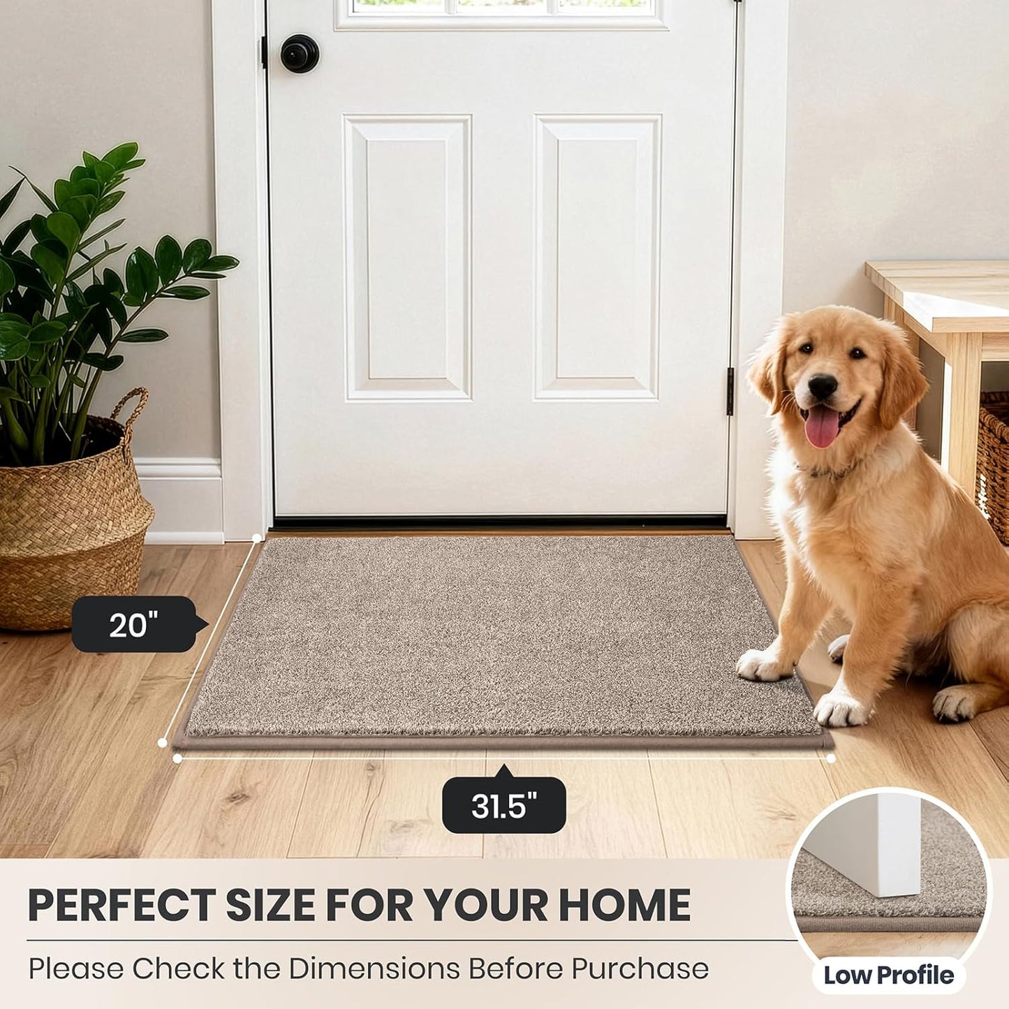 PURRUGS Dirt Trapping Door Mat 20" x 31.5", Non-Slip Machine Washable Entryway Rug, Dog Doormat, Indoor Front Door Mat, Super Absorbent Entry Rug for Muddy Shoes & Paws, Bluish Grey-Black