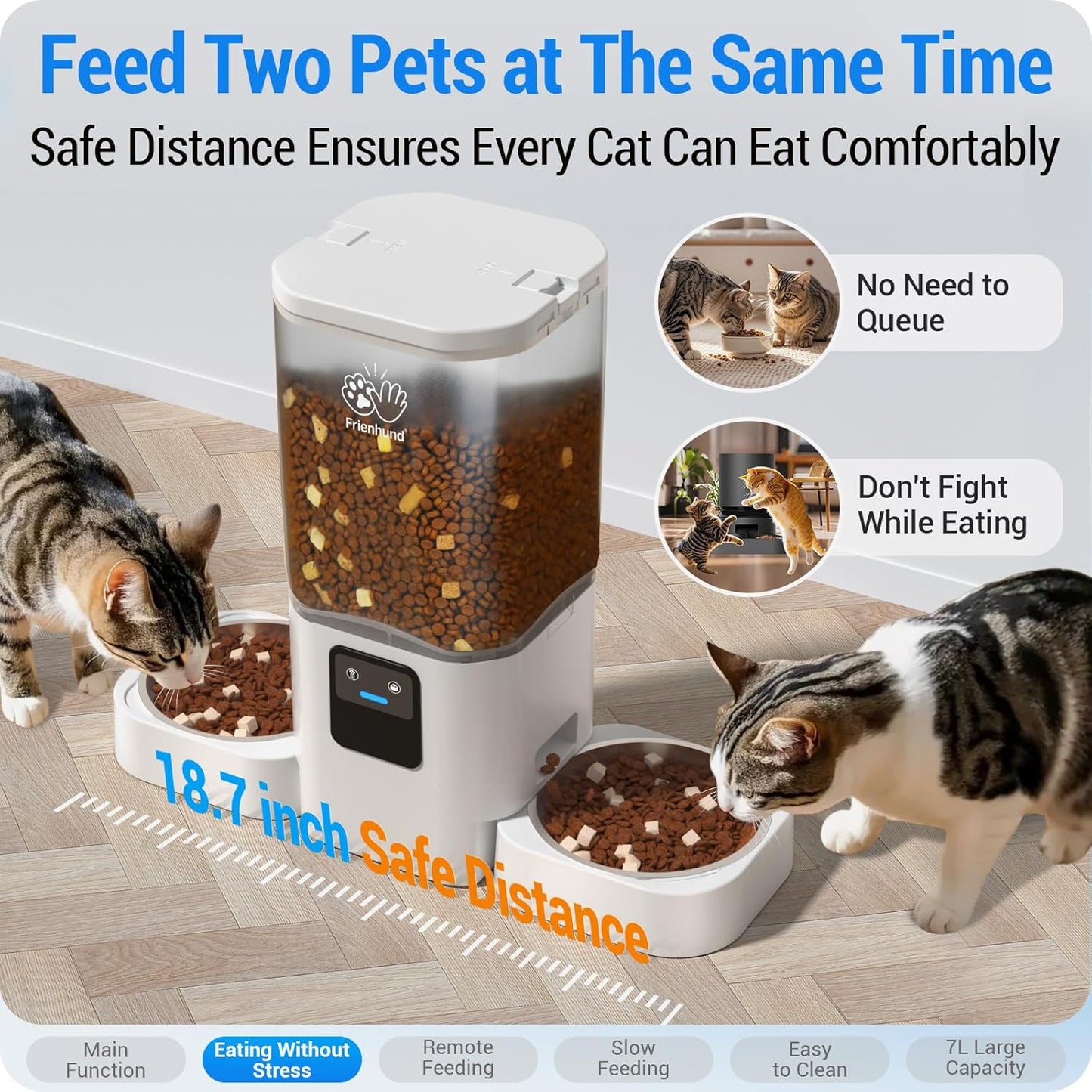 Frienhund Automatic Cat Feeder with 2K Camera: 5G WiFi Automatic Dog Feeder with Night Vision,Cat Food Dispenser with 7L Large Food Storage Container for Multiple Pet,Detachable for Easy Clean -29 Cup