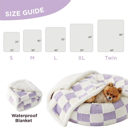 LE SURE Waterproof Dog Blanket for Large Dogs - Washable Double Sided Dog Blankets with Warm Jacquard Shag and Soft Sherpa Fleece, Pet Cat Blanket for Couch Protection, 3D Textured Cloud, Green