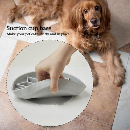 OHMO Slow Feeder Dog& Cat Bowl, Silicone Puppy Cat Food Bowl with Anti-Slip Suction Cup Slow Down Small Dogs Eating, Anti Choking (S-Tree of Life,Sage Green)