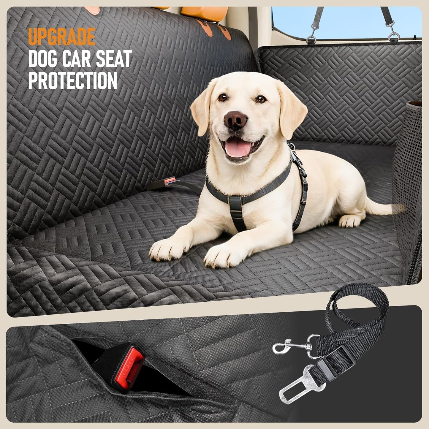 PROZAR Dog Car Seat Cover for Back Seat, Hard Bottom Back Seat Extender for Dog, Back Seat Pet Cover for Dogs - Supports 400lbs, Waterproof Heavy Duty Scratch Dog Hammock for Car SUV and Small Truck