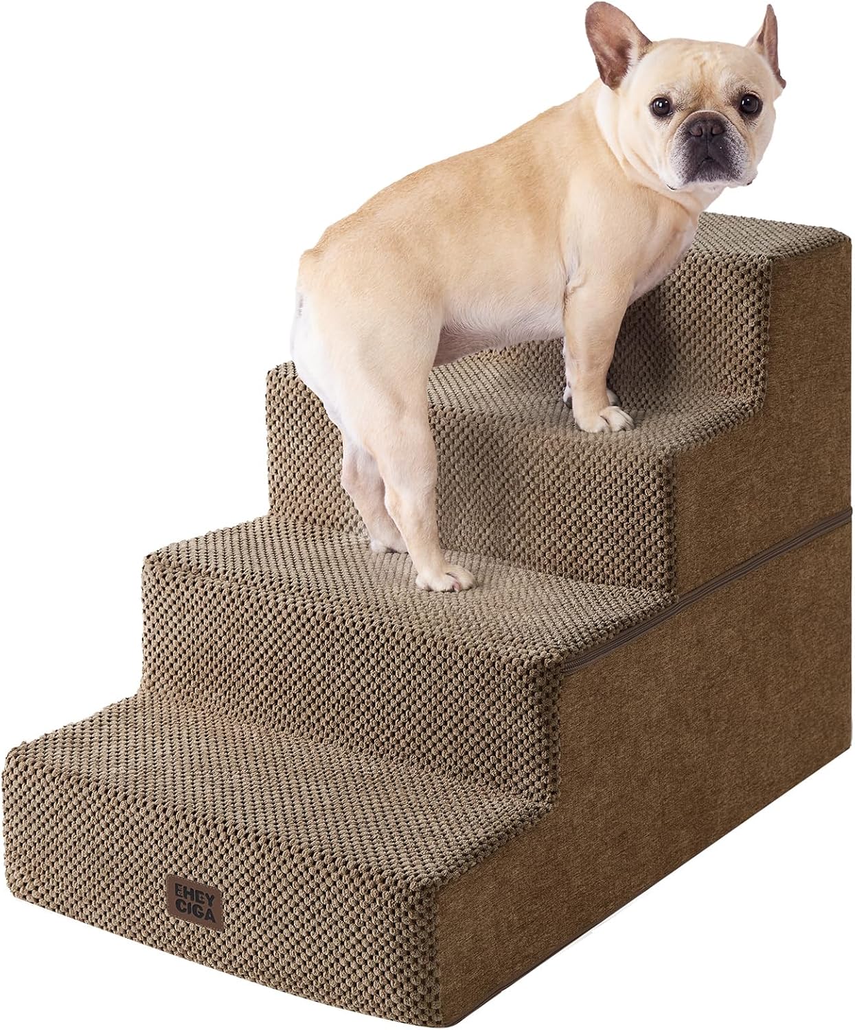 EHEYCIGA Dog Stairs for High Bed 22.5" H, 5-Step Dog Steps for Bed, Pet Steps for Small Dogs and Cats, Non-Slip Balanced Pet Ramp Indoor, Grey