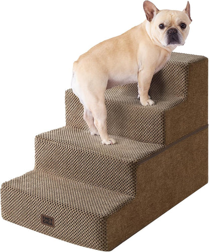 EHEYCIGA Dog Stairs for High Bed 22.5" H, 5-Step Dog Steps for Bed, Pet Steps for Small Dogs and Cats, Non-Slip Balanced Pet Ramp Indoor, Grey