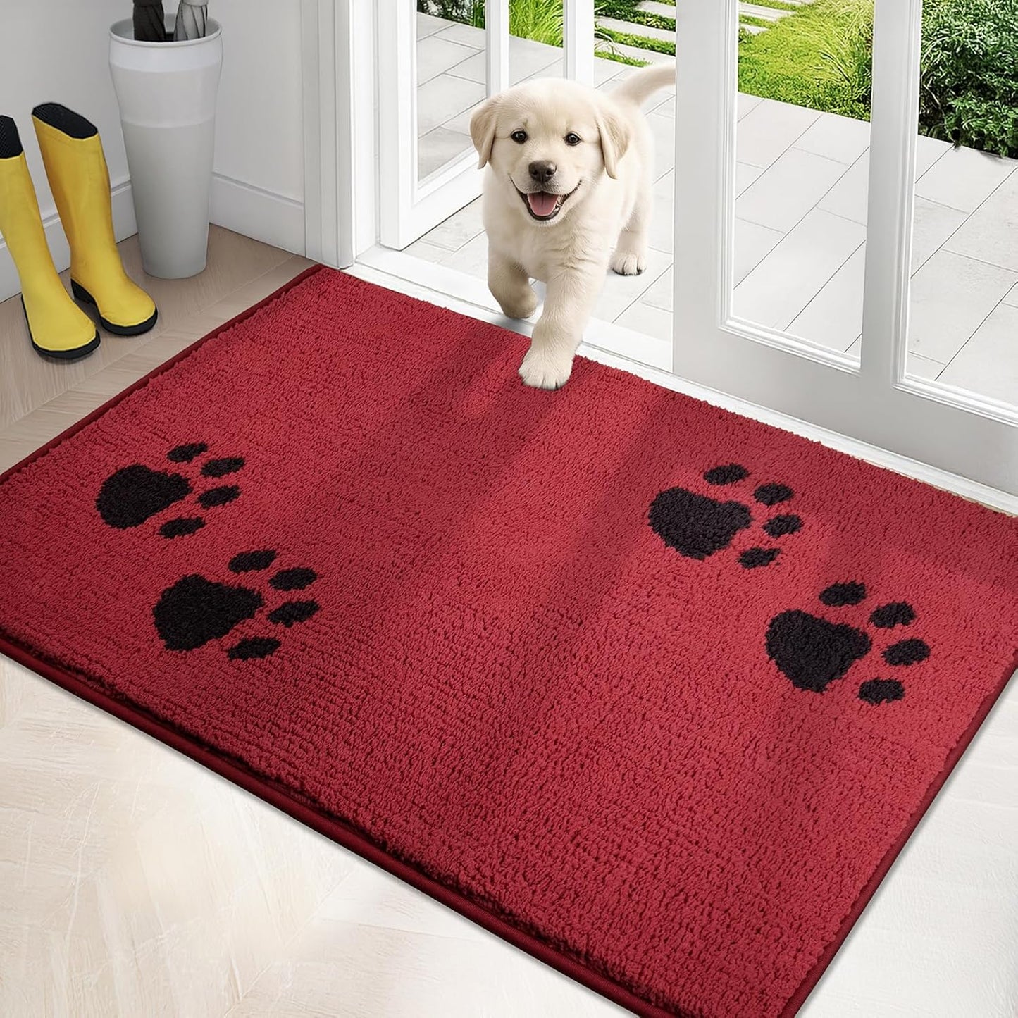 PURRUGS Dirt Trapping Door Mat 20" x 31.5", Non-Skid/Slip Machine Washable Microfiber Entrance Rug, Shoes Scraper, Dog Doormat, Super Absorbent Floor Mat for Muddy Wet Shoes and Paws, Grey