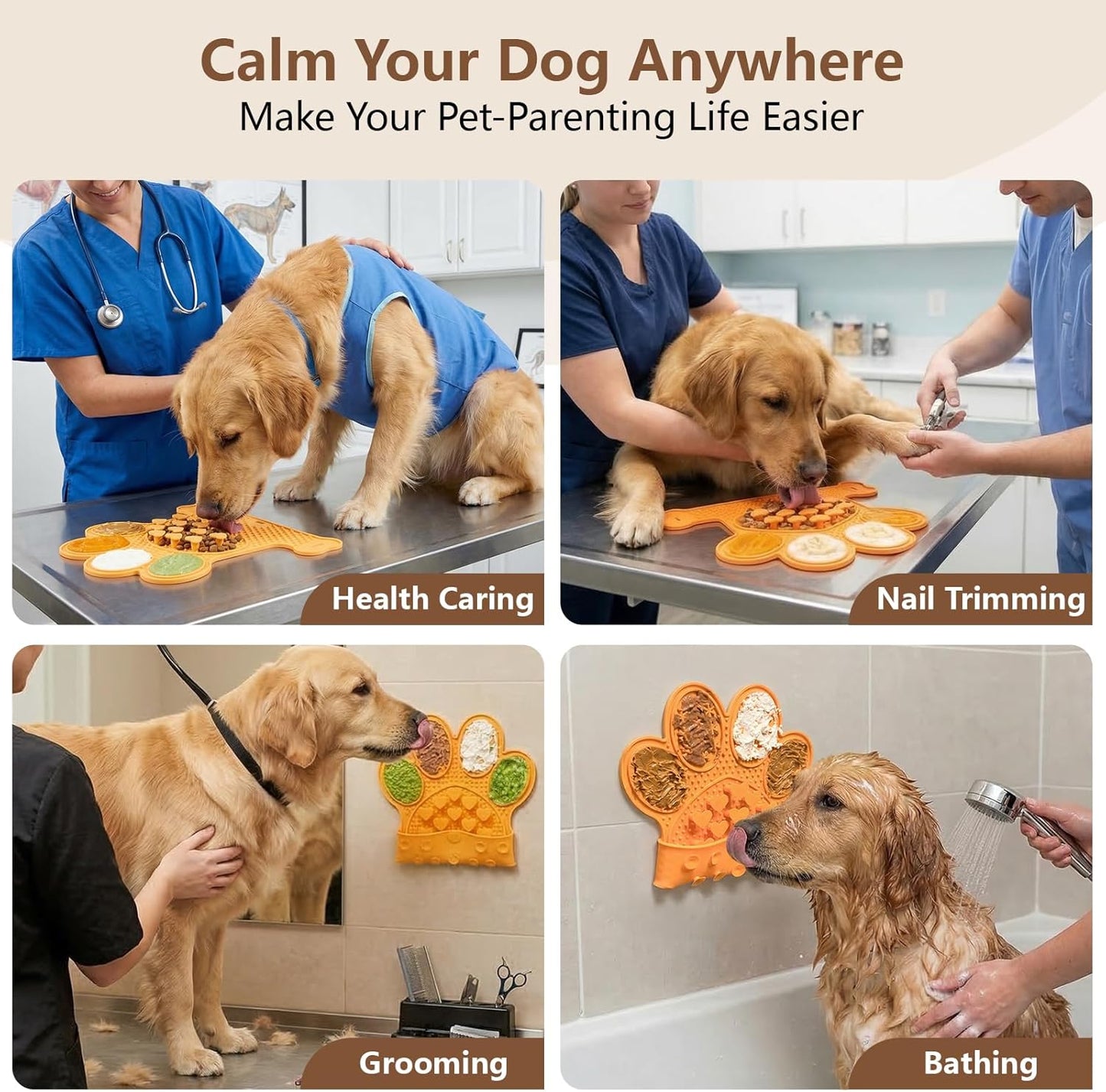 Dog Lick Mat with Suction Cups, Slow Feeder & Enrichment Mat for Dogs & Cats, Silicone Feeding Mat for Wet & Dry Food, Anxiety Relief, Mess-Free Foldable Pocket Design, Pink