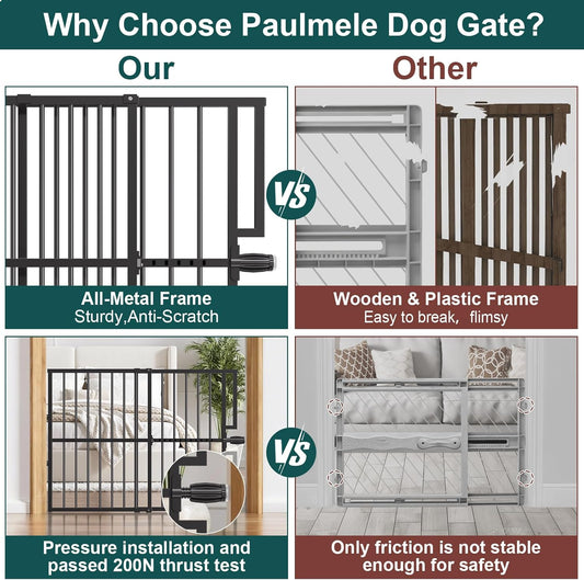 10-Second Quick Install Pressure Mounted Dog Gate for Pets and Kids,Adjustable 29'' to 43'' Wide Metal Pet Gate for Doorways Stairs,No Drilling,Expandable,30'' Tall Indoor Portable Safety Baby Gate