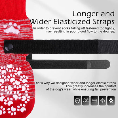 EXPAWLORER Anti Slip Dog Socks to Prevent Licking Paws, Dog Shoes for Hot Pavement, Dog Booties for Small Medium Large Senior Dogs, Traction Control Boots & Paw Protectors for Hardwood Floors