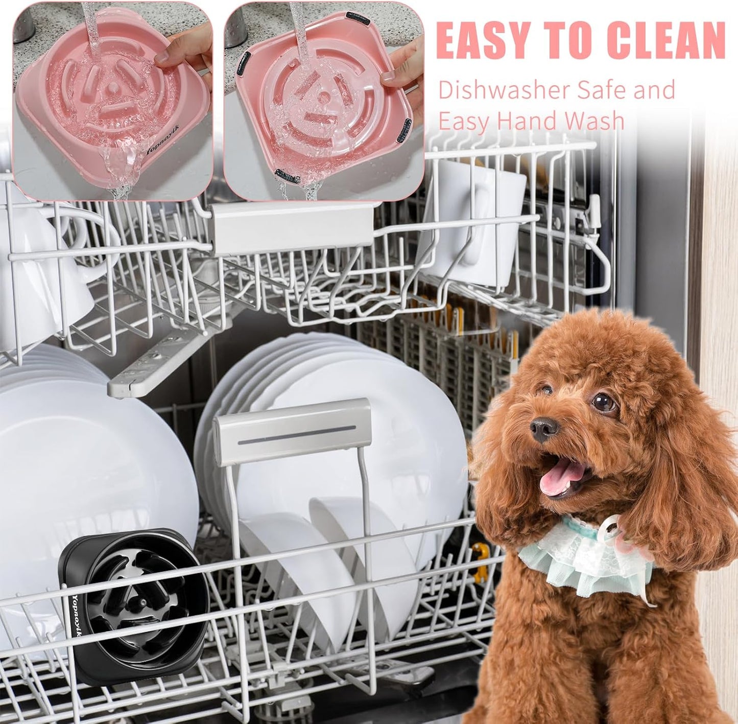 2 Pack Slow Feeder Dog Bowls for Healthy Eating, Non-Slip and Anti-Choking Design, Reduces Bloating & Overeating for Medium Dogs and Cats, Easy to Clean
