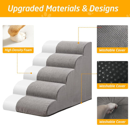 31" H Dog Stairs for Small and Medium Dogs 7-Step Ramps for High Beds and Couch Non-Slip Extra Wide Pet Stairs for Old Dogs and Puppy and Cat - Stable & Durable with Machine Washable Cover Indoor