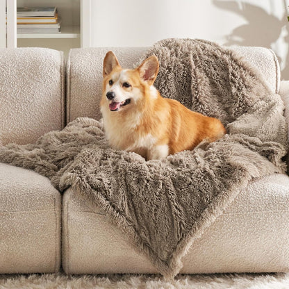 Bedsure Dog Blankets for Large Dogs, Fluffy Waterproof Dog Blanket for Couch Protector and Bed Washable, Fuzzy Faux Fur Pet Throw Blankets for Calming, Dog Accessories, XL, 50×60 inch, Tie-dye Grey