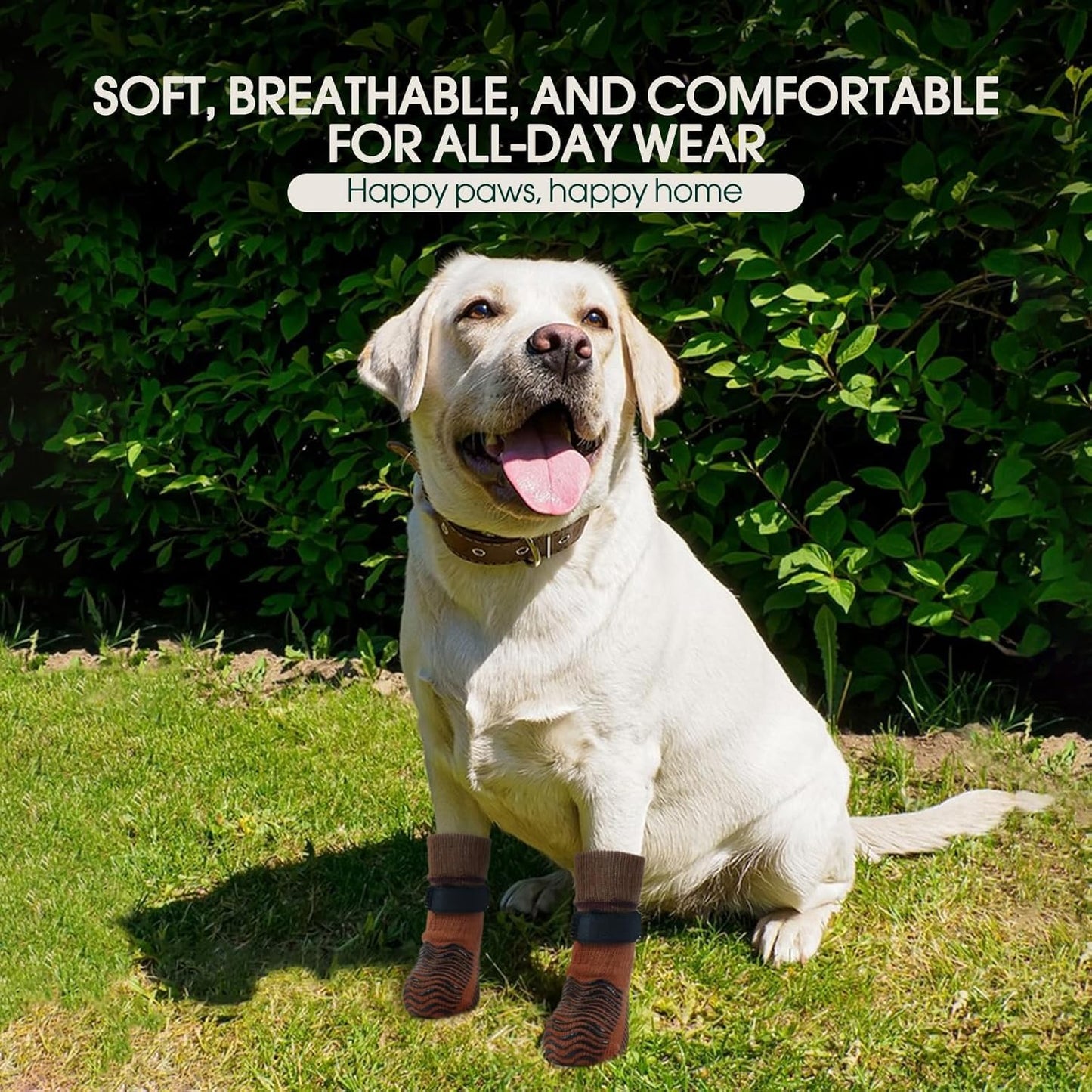 Kuoser Non Slip Dog Socks for Hardwood Floors, Dog Grippy Socks with Double-Sided Traction, Anti Slip Dogs Booties Paw Protectors to Prevent Licking Paws for Small Medium Large Senior Dogs, 4 Pack-M