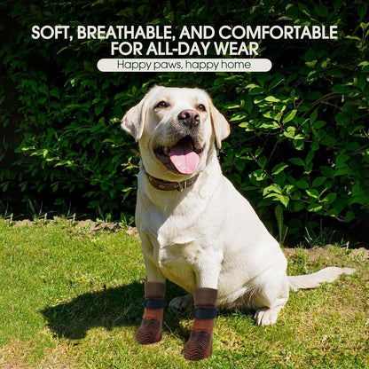 Kuoser Non Slip Dog Socks for Hardwood Floors, Dog Grippy Socks with Double-Sided Traction, Anti Slip Dogs Booties Paw Protectors to Prevent Licking Paws for Small Medium Large Senior Dogs, 4 Pack-M