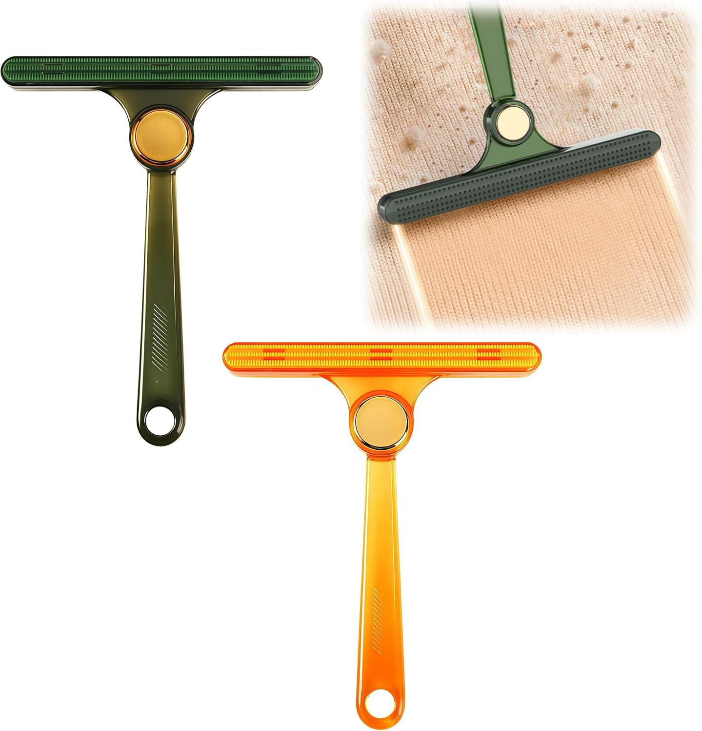 2 Pcs Dog Cat Hair Remover Tool Professional Carpet Fur Removal Tool Brush for Carpet, Car Mat, Clothes, Couch, Pet Bed, Cat Tree, Furniture(Yellow, Green)