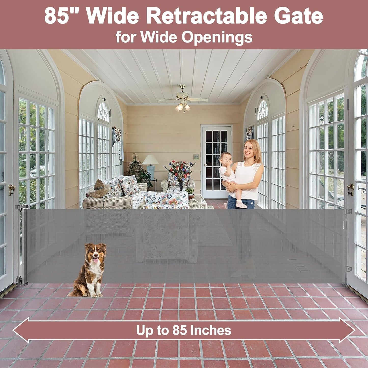 Extra Wide Baby Gate for Large Openings Retractable Baby Gates Indoor Outdoor Extra Long Dog Gate for Doorway Stair Gates for Kids or Pets Extra Large Dog Gate for Stairs