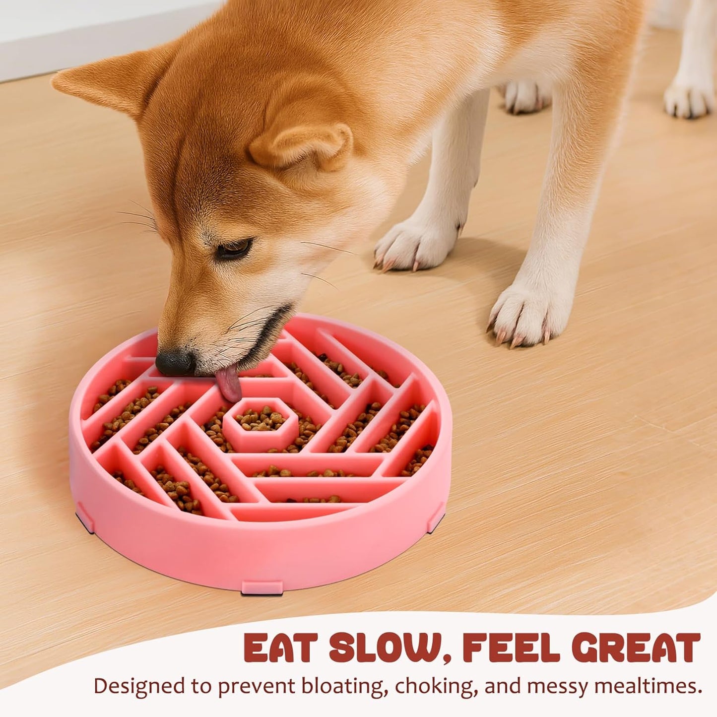 WHIPPY Slow Feeder Dog Bowl, Puzzle Maze Design to Slow Down Eating, 3-Cup Capacity, Anti-Gulping Food Bowl for Medium & Large Dogs,Black