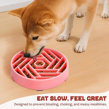 WHIPPY Slow Feeder Dog Bowl, Puzzle Maze Design to Slow Down Eating, 3-Cup Capacity, Anti-Gulping Food Bowl for Medium & Large Dogs,Black